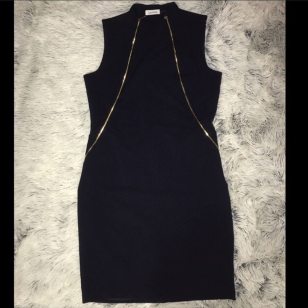 Calvin Klein Double Gold Zipper Dress